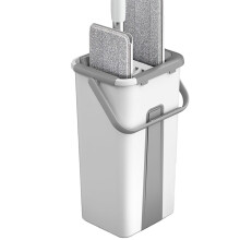 Flat Mop with Bucket, No Hand Wash Design, SelfWringing for Home and Corner Cleaning 34.5cm