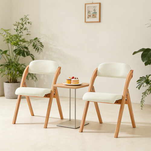 SoBuy FST92-Wx2 Λευκή Αναδιπλούμενη Καρέκλα Οξιάς Σετ 2 1