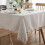 Stain resistant cotton linen striped tablecloth with tassels/(rect 1