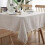 Stain resistant cotton linen striped tablecloth with tassels/(rect 5