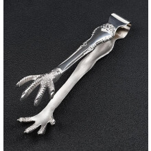 Silver Bar Ice Hockey Eagle Claw Shape Ice Tongs for Serving Drinks and Home Decoration
