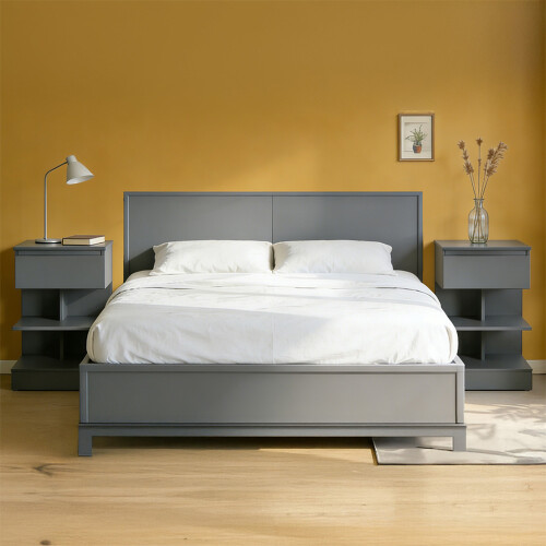 Set di 2 Comodini SoBuy Grigio, 1 Cassetto e 2 Ripiani 1