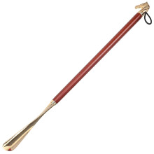 Long Handle Shoe Horn with Beech Wood and Brass for Men, Women, Seniors, Ergonomic Design