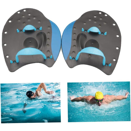 Swimming Paddle Hand Paddle Training Gloves for Beginners Adults Blue 2