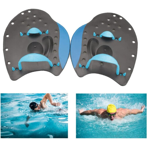 Swimming Paddle Hand Paddle Training Gloves for Beginners Adults Blue 1