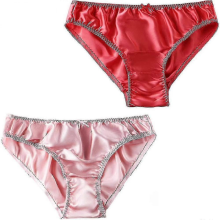 Red-PinkMWomen's Silk Bikini Briefs Satin Underwear 2-Pack