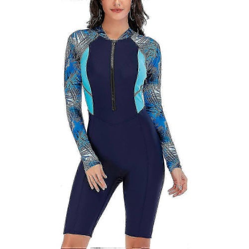 Costume intero anti-rash donna blu navy 2935M con cerniera frontale 1