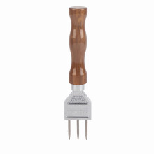 Stainless Steel Ice Pick with Triple Fork and Wooden Handle for Bartenders, Kitchen and Bar Use