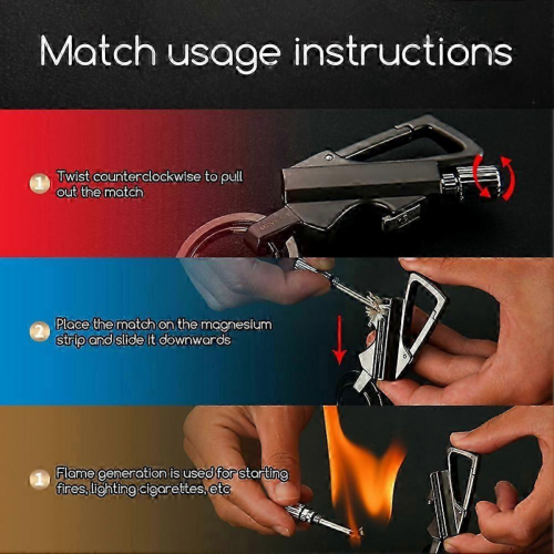 GlodFire starter keychain for camping with bottle opener and refillable flint 2