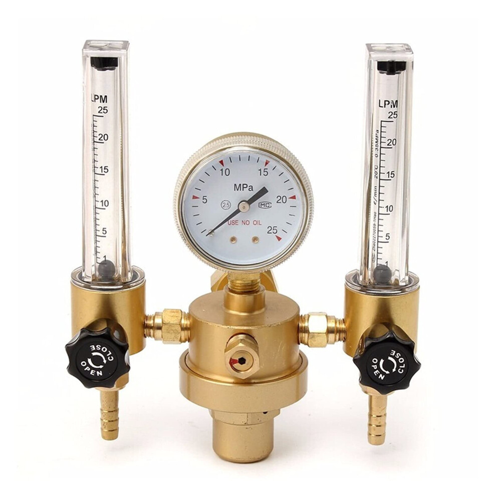 Twin Tube Argon Regulator With Flow Meter For Mig Tig Welding, Dual Gauges Brass Construction 9001264623302
