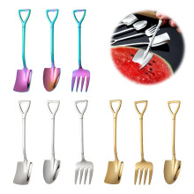 Stainless Steel Spade Spoon, Mini Shovel, Creative Scoop Shape, 9 Pieces