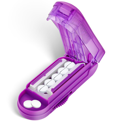 Multi Pill Cutter for Small or Large Pills, Adjustable Pill Distributor with Accurate Alignment (Light Purple)