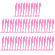 Esche artificiali a coda di paletta, esche a forma di verme riccio per la pesca in acqua dolce, vermi a coda di T in plastica morbida, 5 cm, rosa,