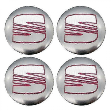 56 mm silber-rote 4-teilige Radnabenkappen-Aufkleber für Seat Ibiza, Leon, Ateca, Altea XL, FR