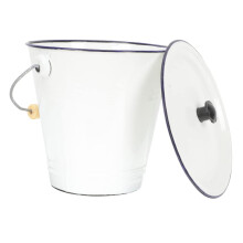 Enamel Water Storage Bucket with Lid Thickened Portable Pail for Milk Oil Paint Garden or Kennel Use