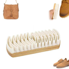 Suede Shoe Brush and Rubber Eraser with Soft Bristles for Nubuck Shoes, Bags, Jackets, Wooden Handle (1pc)