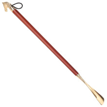Long Handle Wooden Shoe Horn for Seniors, Telescopic Adjustable Length, Comfortable Grip
