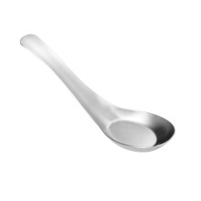 Serving Spoon, Stainless Steel Spoon with Flat Base, Pack of 6 (Silver, 15.1 x 4.4 cm) 15.1x4.4cm Silver
