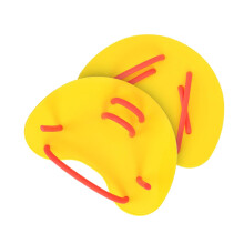 Swimming Hand Paddles, Swimming Training Hand Paddle Gloves with Adjustable Strap, Swimming Paddle for Adults Kids Yellow