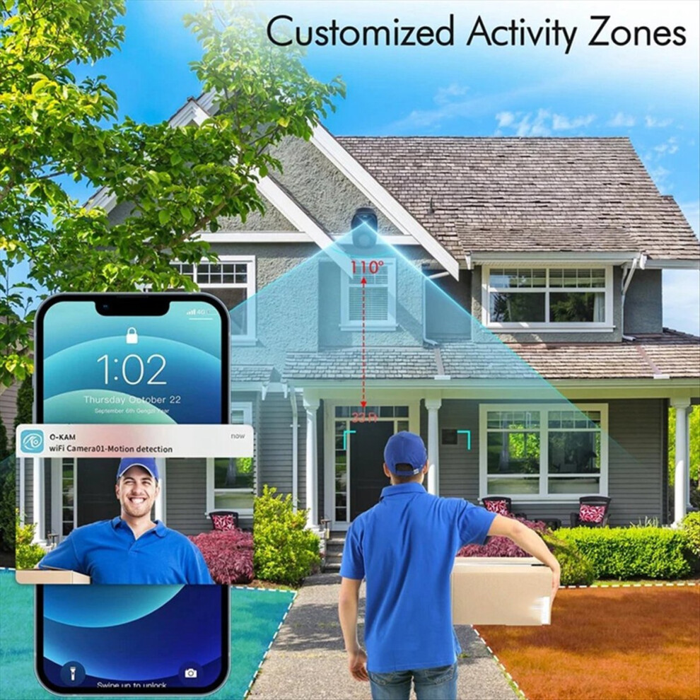New 2K Wifi Camera Ai Motion Siren Spotlight, Color Night Vision, Ip 4852424124246