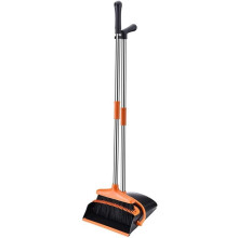 Broom and Dustpan Set with Ergonomic Long Handle and Heavy Duty Bristles for Home Cleaning