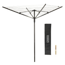 Outdoor Garden 4 Arm Folding Rotary Washing Line with Ground Spike (Black)