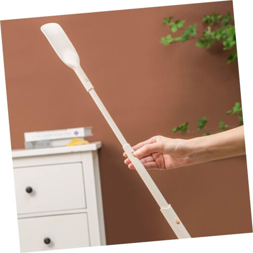 Long Handle Adjustable Shoe Horn for Seniors with Easy Grip and Hanging Loop White Plastic 2