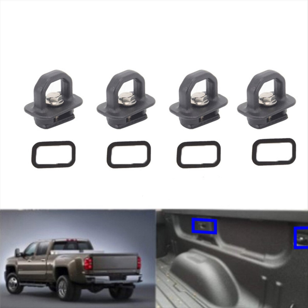 Truck Bed Side Wall Anchors 4Pcs Set Tie Downs Anchor For Black/Silver 4853841138700