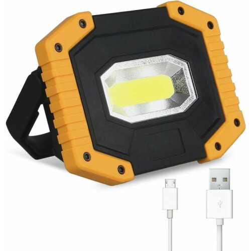 Adjustable Handle COB LED Work Light with USB Rechargeable, Portable Waterproof 3 Modes Lighting Power Bank Function Energy Efficient Durable Aluminum