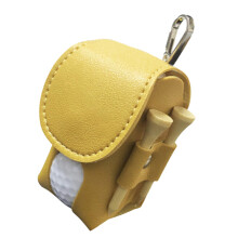 Golf bag, leather, tee collector, storage organizer, portable bag with clip for fathers, couples, father, golfers, men, exercise yellow