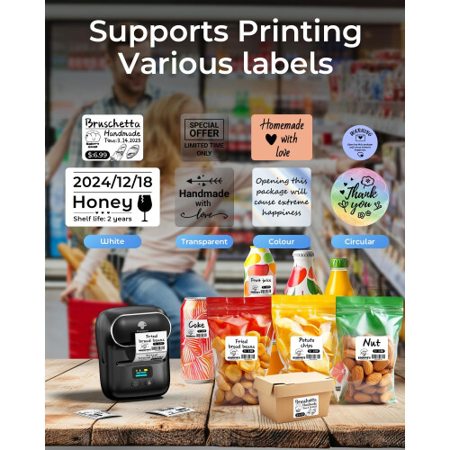 M110 Label Printer Mini Bluetooth Handheld for Clothes, Retail, Android, iOS, Black 2