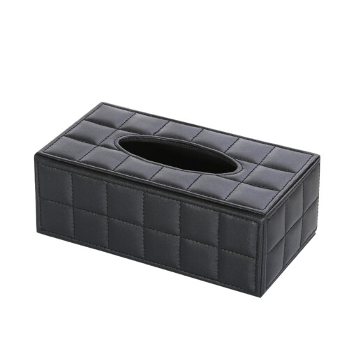 Stylish PU Leather Tissue Dispenser Portable Accessory-Black