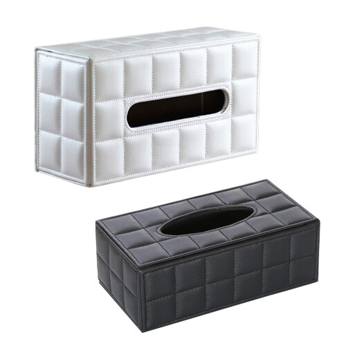Stylish PU Leather Tissue Dispenser Portable Accessory-Black 1
