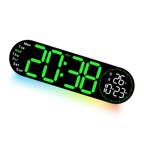 Adjustable Brightness LED Alarm Clock With Time Setting-Green
