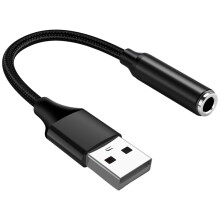 Braided USB To 3.5mm Auditory Cord For Speakers-Black