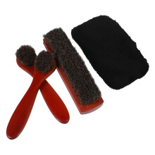 Shoe Shine Brush with Dense Horsehair Bristles, Ergonomic Grip for Leather Polishing and Cleaning