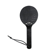 Round Leather Paddle Paddle with Lanyard Fashion Rivets Sexy Hand Paddle Black