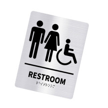 Men Women Unisex Bathroom Sign WC Toilet Entrance-Silver A