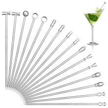 15 Pcs Reusable Metal Cocktail Picks Stainless Steel Martini Olive Skewers for Drinks and Appetizers