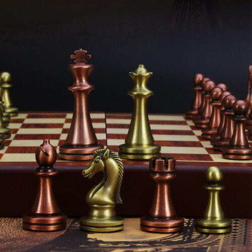 Folding Metal Chess Box with Metal Chess Pieces Ref: 4447 1