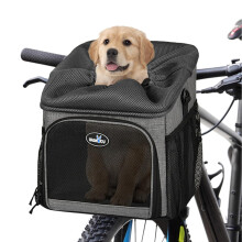 Pet Bicycle Bag for Dogs Cats Dog Bicycle Basket Carrier Foldable Removable with Breathable Mesh Window Foldable for Small Medium Dogs and Cats