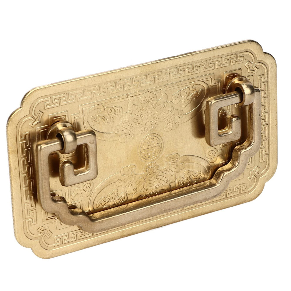 Antique Brass Drawer Pull Vintage Chinese Tetragonal Bat Cabinet Handle With Screws Build 9323874665054