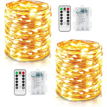 Radiant Micro LED String Lights, Battery Operated, Waterproof Copper Wire For Indoor Outdoor Decoration, Complete With Timer And Remote Control (2 Pac