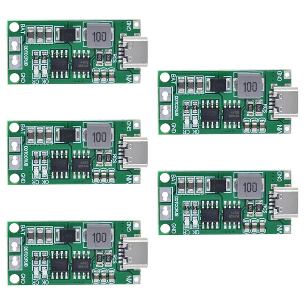 5Pcs 3S 2A Type-C Step-Up Boost Lipo Polymer Li-Ion Charger 18650 Lith 4853841137673