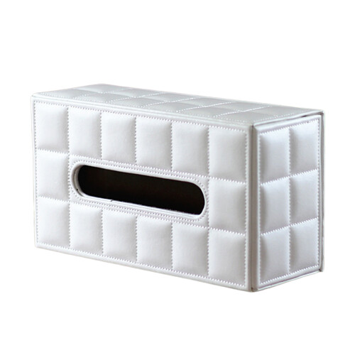 Practical Sturdy PU Leather Tissue Holder Enhancing Any-White