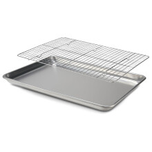 Baking Sheet Pan with Cooling Rack, 18 x 13 Aluminum Cookie Tray and Stainless Steel Wire Rack for Oven