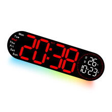 Réveil numérique avec affichage LED, luminosité et Volumes-Rouge