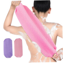 Back Scrubber Exfoliating Shower Strap 2 Pack for Body and Back Washing with Purple Washer