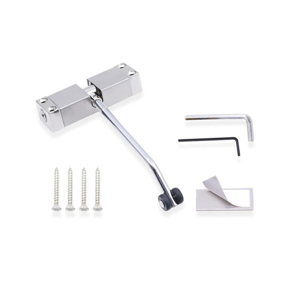 Metal Spring Door Closer Adjustable Aluminum Alloy Hinge For Home Office Doors Silver 9001264638092