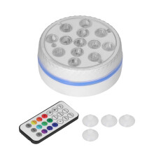 Luz impermeable para piscina con control remoto RF, luz LED sumergible recargable, cambio de color, brillo ajustable, imán incorporado y ventosa.